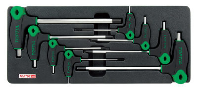 Набор шестигранных отверток с L-образной ручкой 2-10 мм, 8 предметов в ложементе TOPTUL  GAAT0814 Набор шестигранных отверток с L-образной ручкой 2-10 мм, 8 предметов в ложементе TOPTUL  GAAT0814